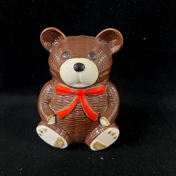 VTG Coin Bank Otagiri Ceramic Teddy Bear Set 2 Mama & Baby 6" & 4.5" Japan MOC - Picture 2 of 7